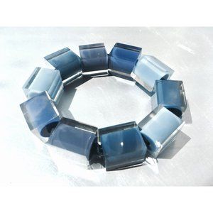 Blue Translucent Cubics Elastic Bracelet Vintage Plastic Jewelry